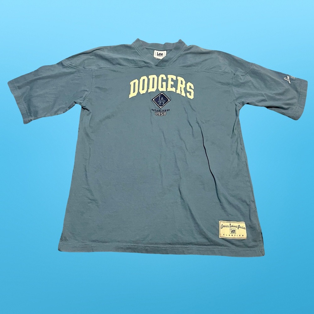 Vintage Lee Sport Los Angeles Dodgers T Shirt Mens Large Blue Grey MLB Tee